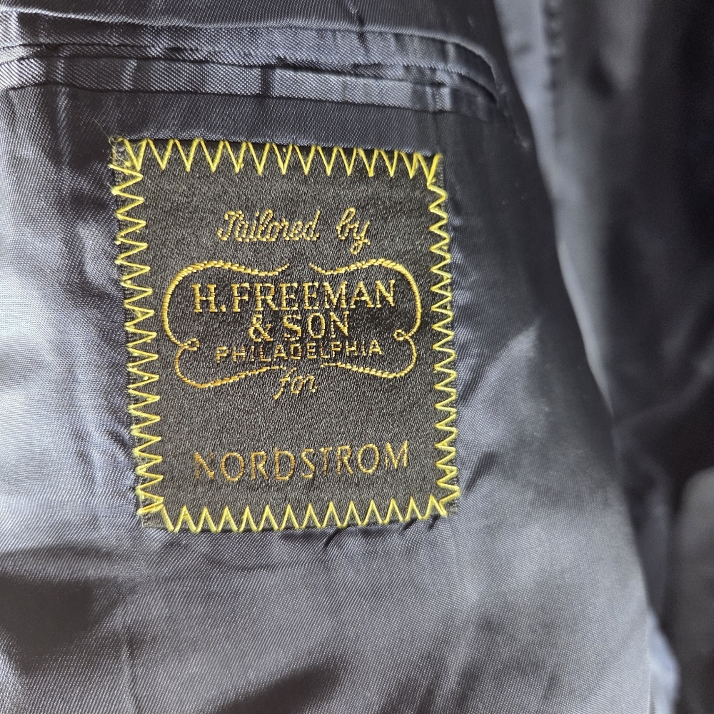 H. Freeman & Son 42 Navy Blue Sport Coat Blazer Jacket Solid 100% Wool - Picture 12 of 16